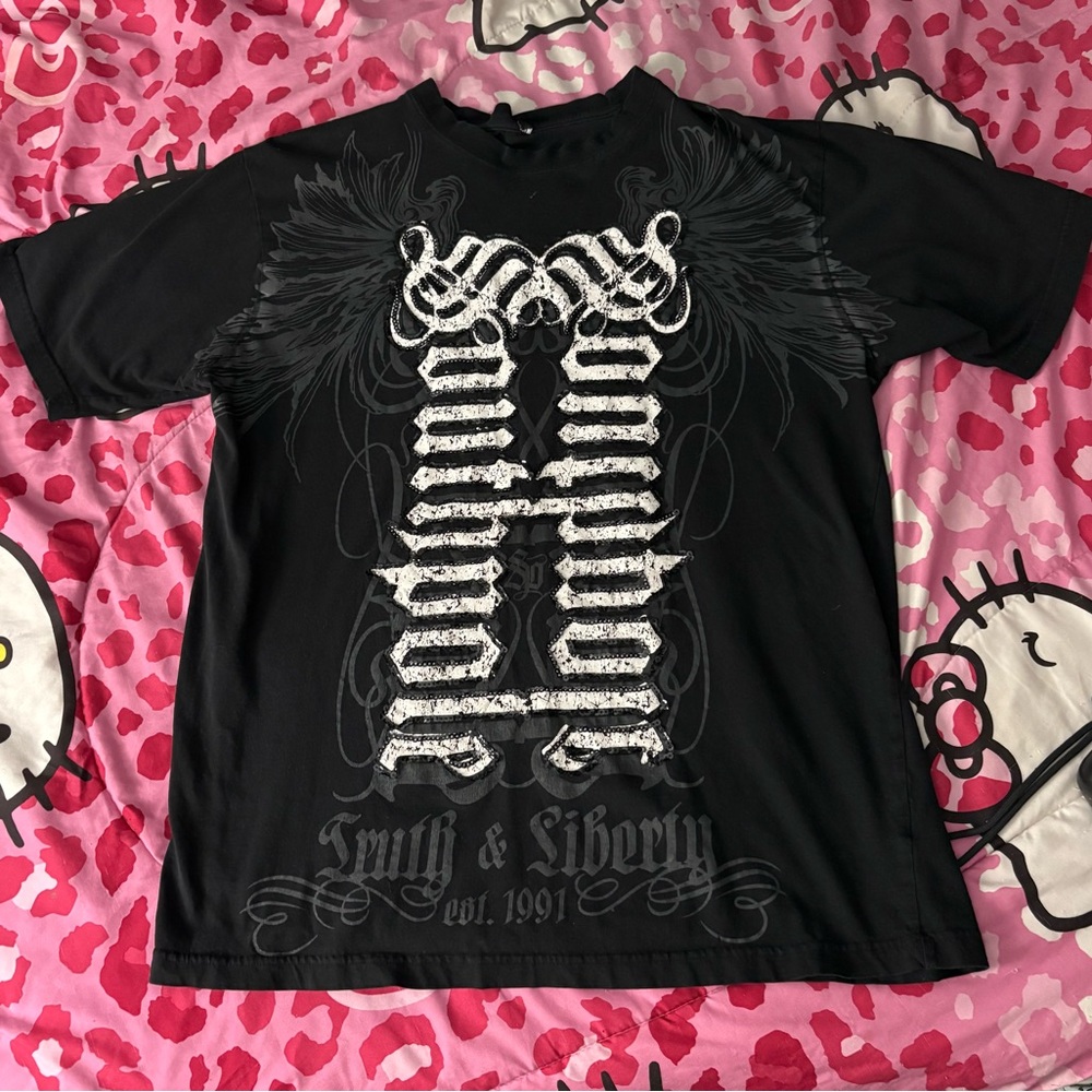 South Pole Black Tee with White Graphic